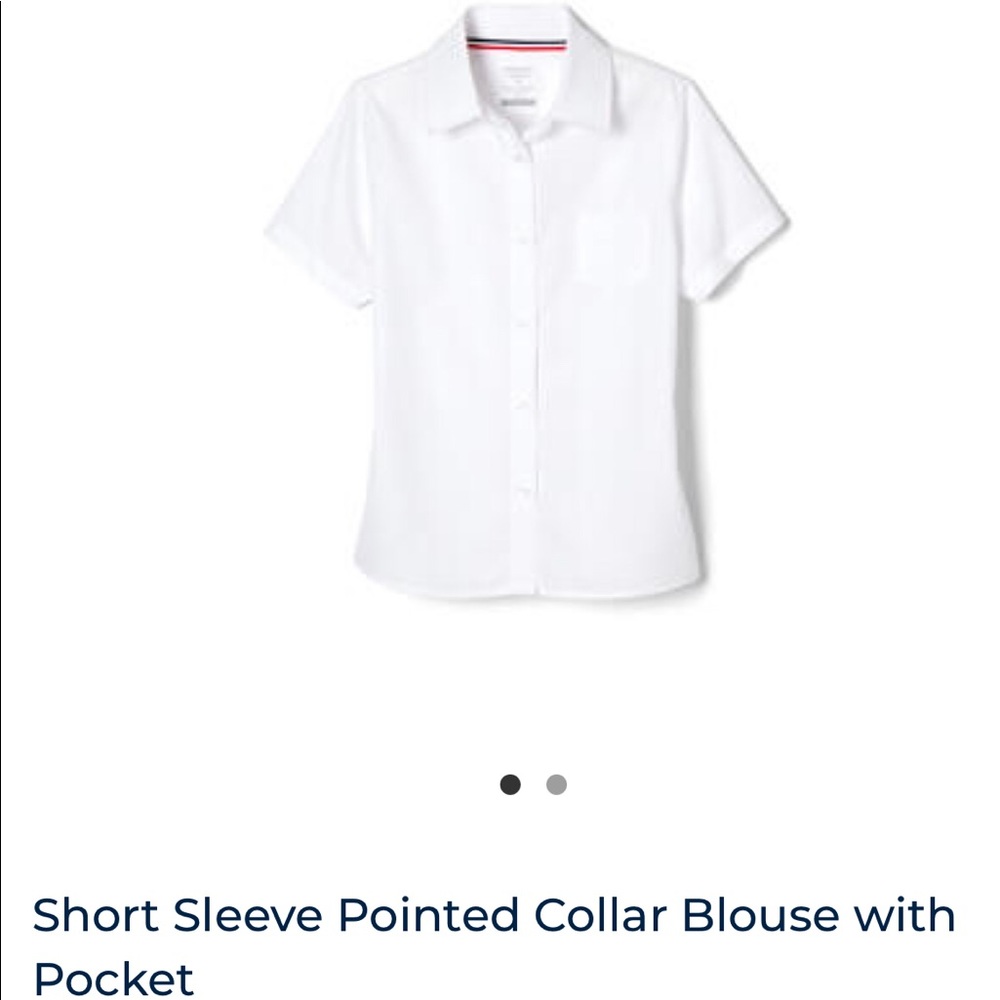 French Toast Short Sleeve Pointed Collar Blouse